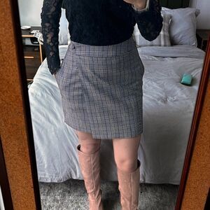 Grey plaid mini skirt
